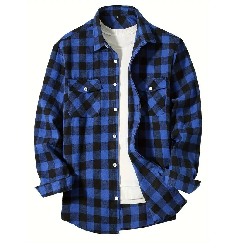 Classic Plaid Flannel Shirt - Button-Up Smart Casual Shirt