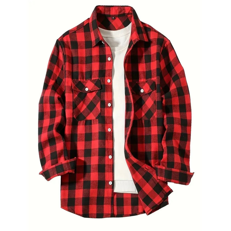 Classic Plaid Flannel Shirt - Button-Up Smart Casual Shirt