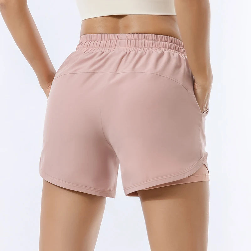 High-Waisted Double-Layer Sports Shorts - Anti-Slip Yoga Fitness Pants