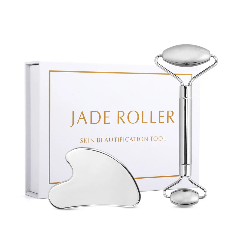 Glow & Lift Stainless Steel Facial Roller & Gua Sha Set