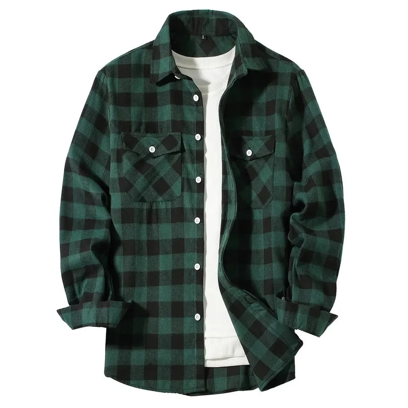 Classic Plaid Flannel Shirt - Button-Up Smart Casual Shirt