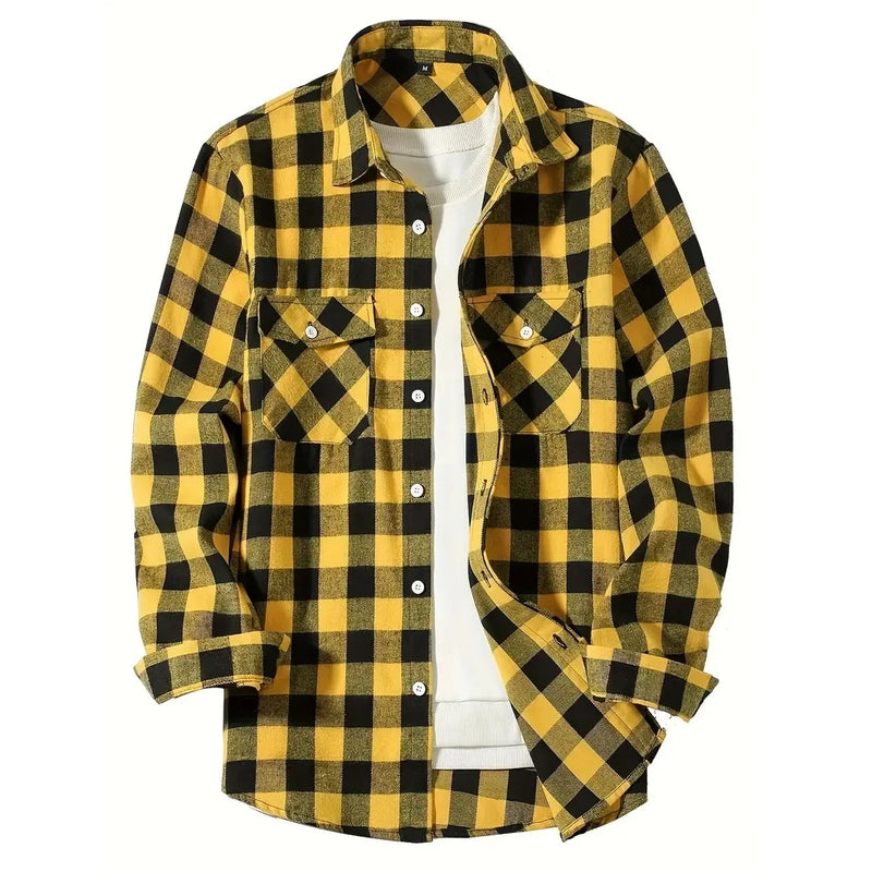 Classic Plaid Flannel Shirt - Button-Up Smart Casual Shirt