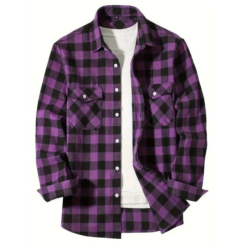 Classic Plaid Flannel Shirt - Button-Up Smart Casual Shirt